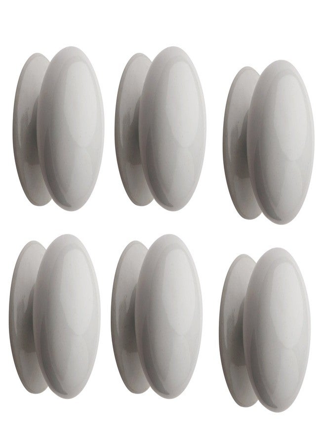 HOBKNOBS Boston Ceramic Cabinet Drawers/Wardrobe/Kitchen Door Pull Handle Knobs (42 mm Dia, White) (6).. - Image 1